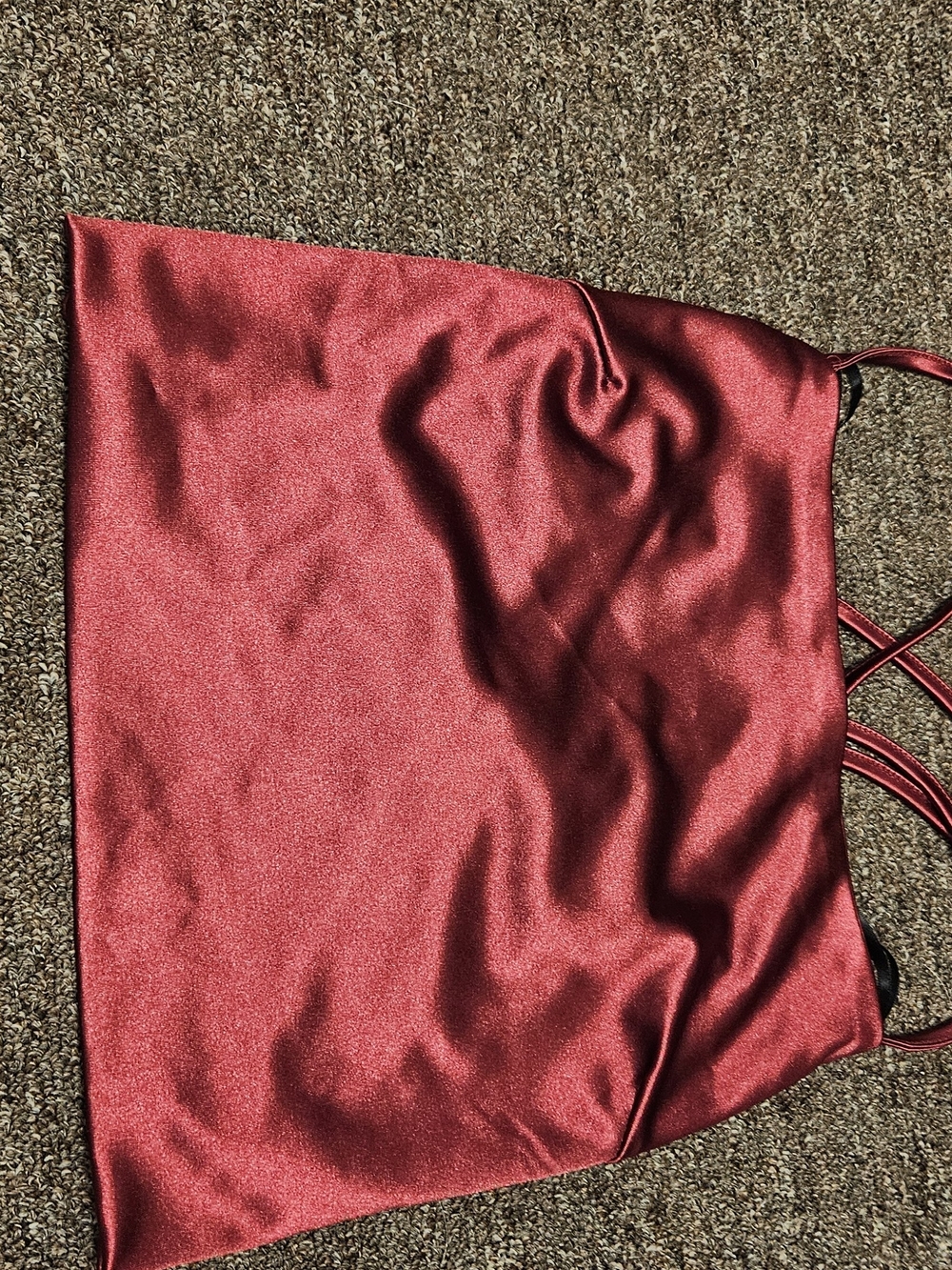 Lace Up Back Satin Cami Top